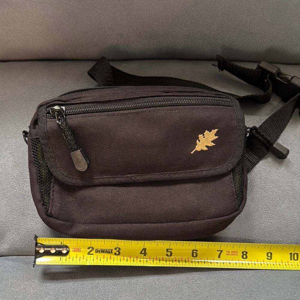 Black Crossbody Bag with Gold Leaf Accent - Picture 6 of 6